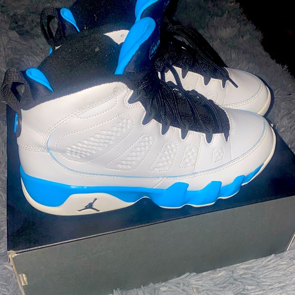 light blue and white jordan 9s